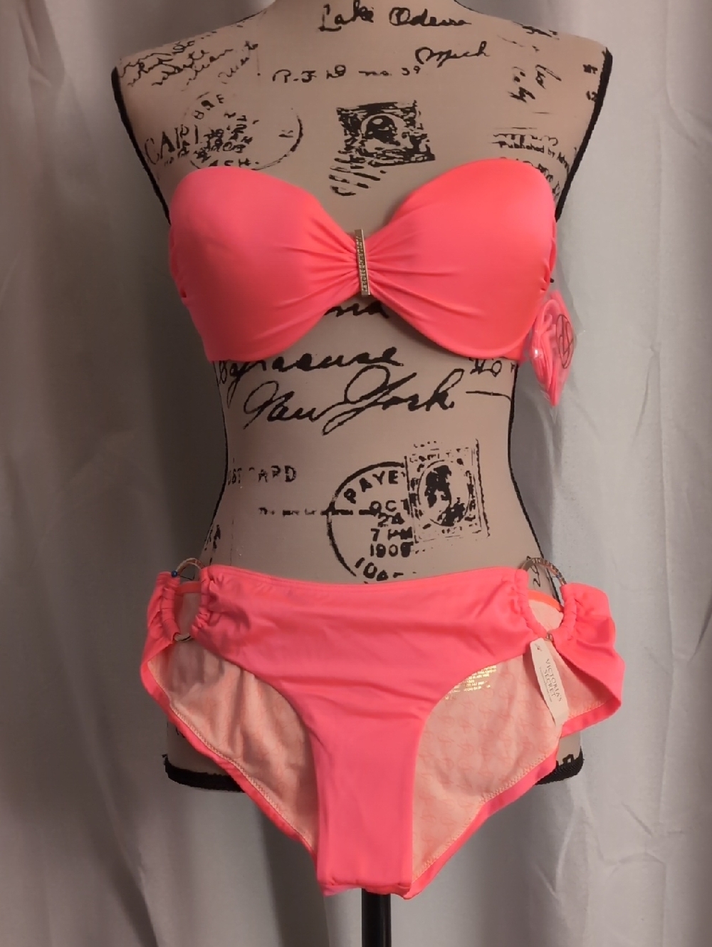 Victoria's Secret Coral Bikini top & Cheeky Hipkini bottom, NWT